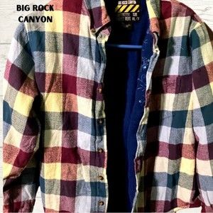 Vintage Big Rock Canyon Buffalo Plaid Button Sweater Y2K XL youth